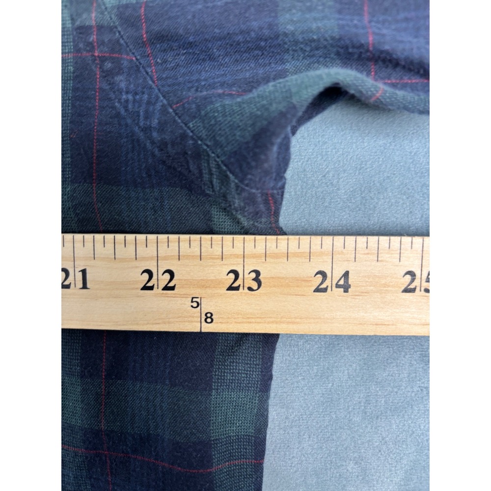Brooks Brothers Mens Large Plaid Sport Shirt Navy Green Cotton Button Down L - Picture 5 of 7